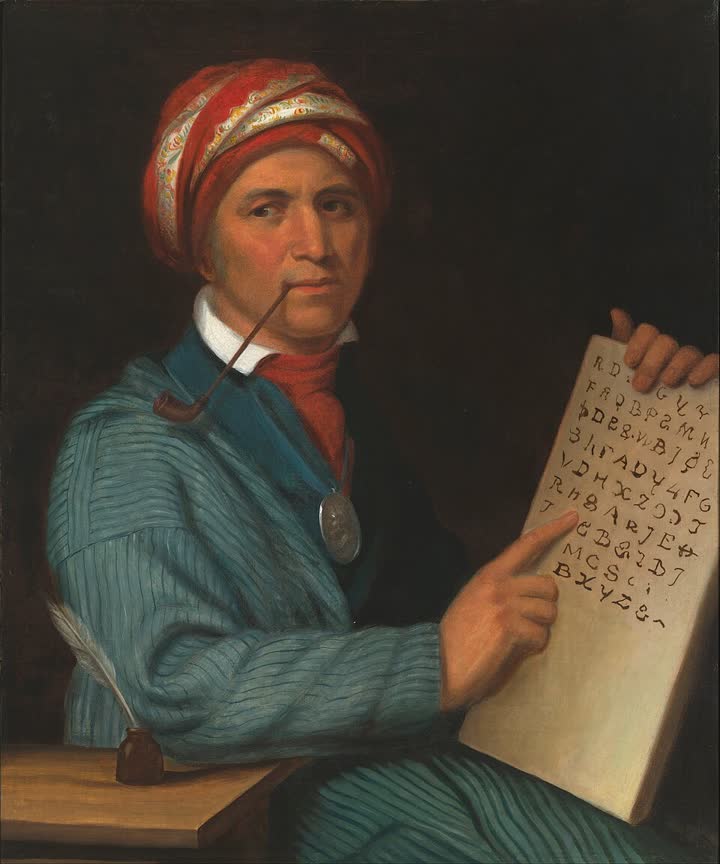 Sequoyah with his syllabary, by Henry Inman, c. 1830